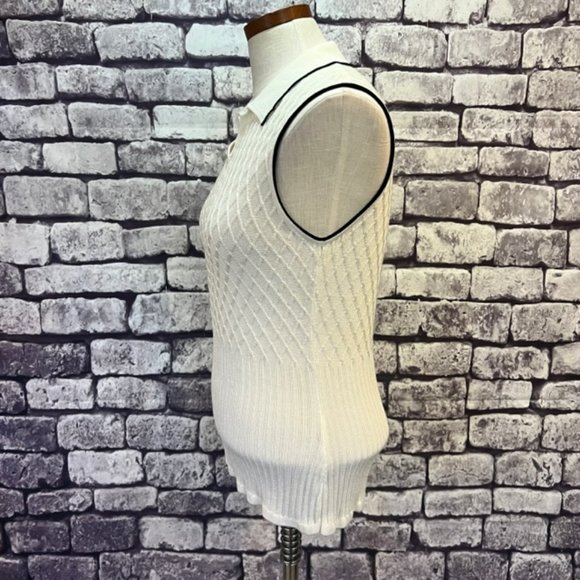 Tehama Vintage White & Black Sleeveless Sweater Size Medium - Picture 4 of 9